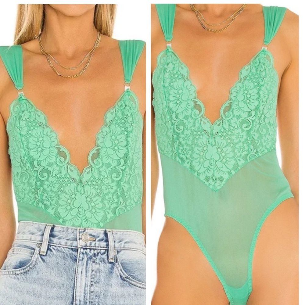 NWT We Are HAH Cheap & Cheerful Bodysuit Mint Green Free People & Revolve XS